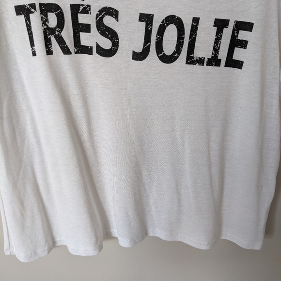 Olivia Moon Tres Jolie White T-shirt Size Medium - Picture 7 of 12
